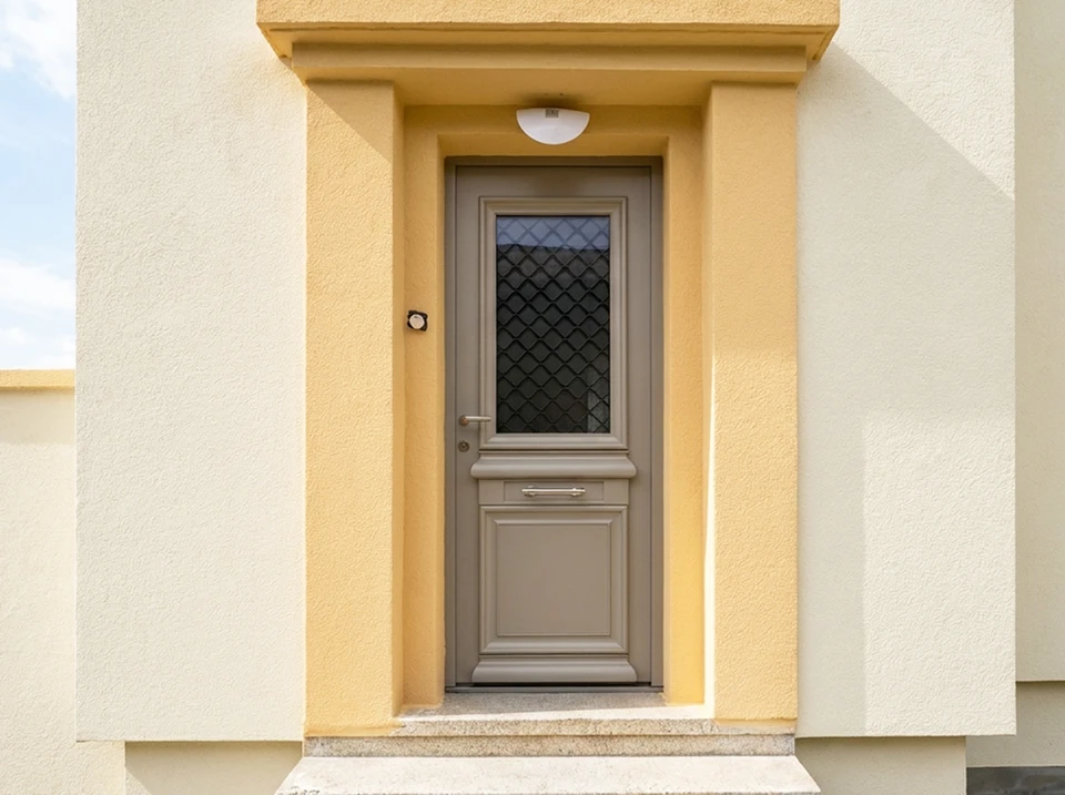 Porte d'entrée de la maison au design minimaliste moderne